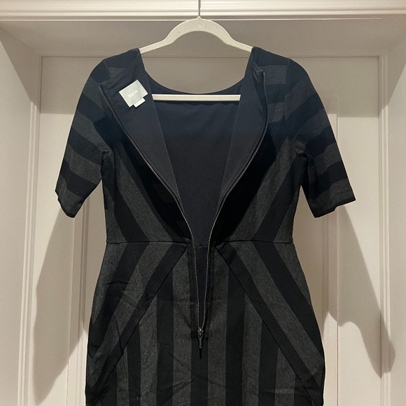 Anthropologie Maeve Black & Grey Geoplane Pencil Dress - Picture 11 of 13